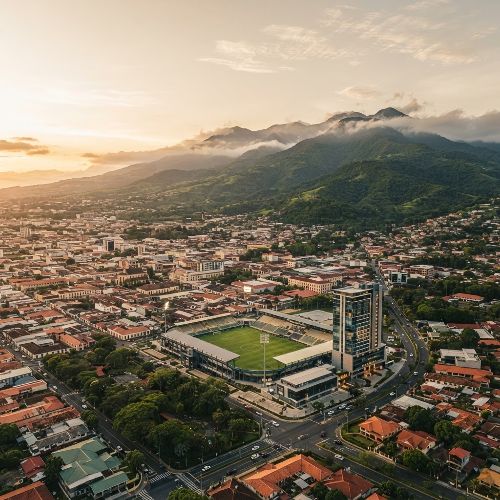 View across Heredia and the surrounding mountains