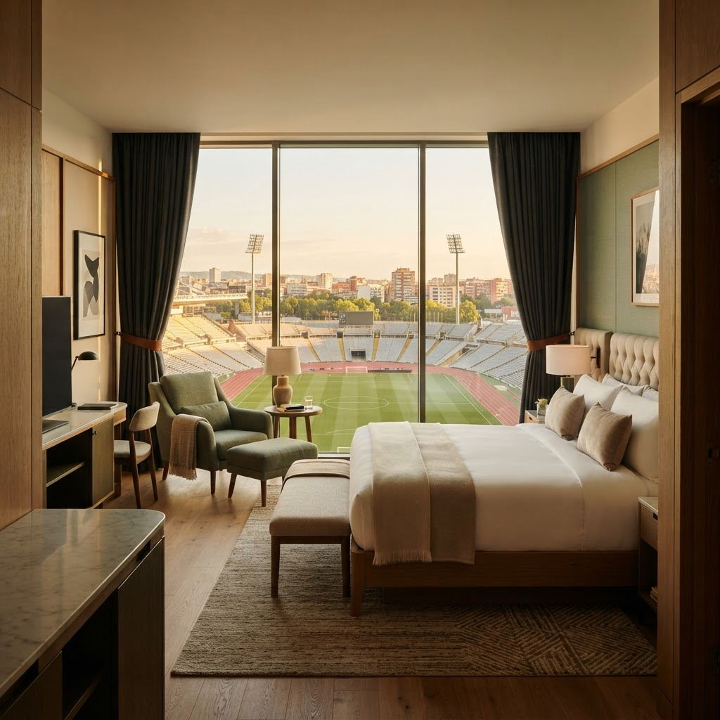 Habitación con vista a la cancha