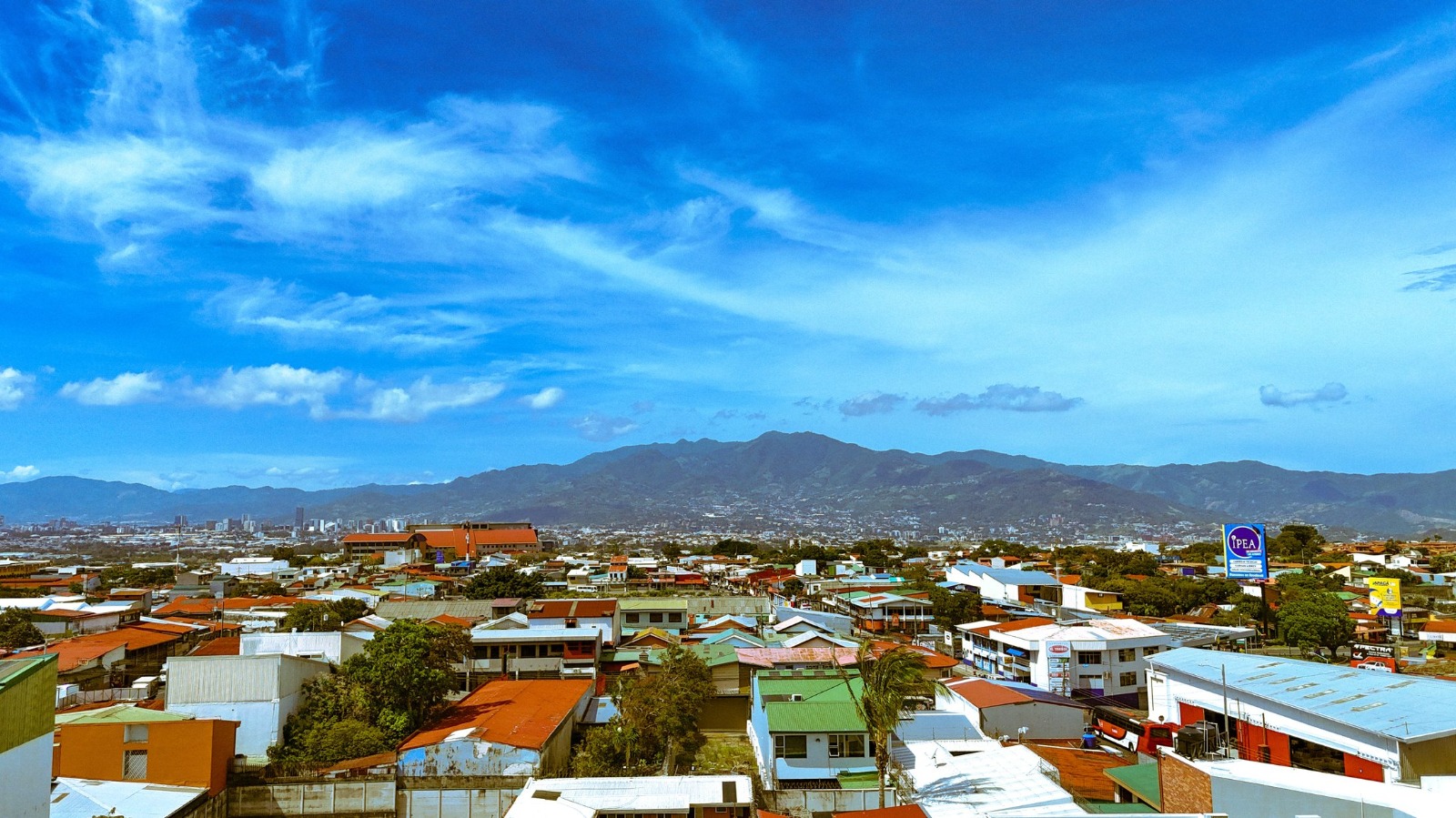 Heredia city and surrounding mountains